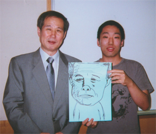 生くにおの似顔絵と、描いた学生