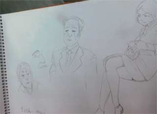 学生がスケッチしてました